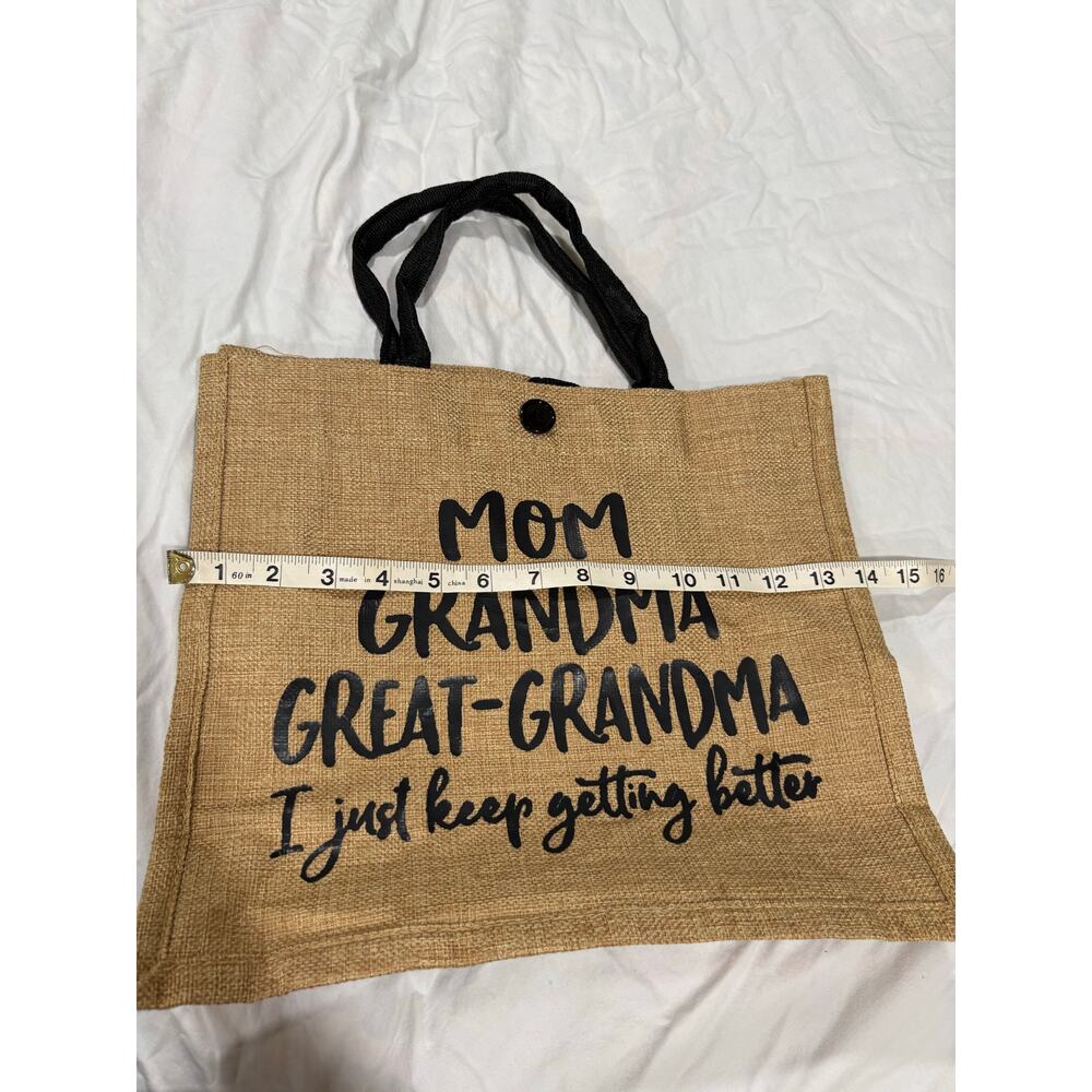 NWOT Burlap Hemp Jute Great Grandma Tote Bag - Picture 5 of 6